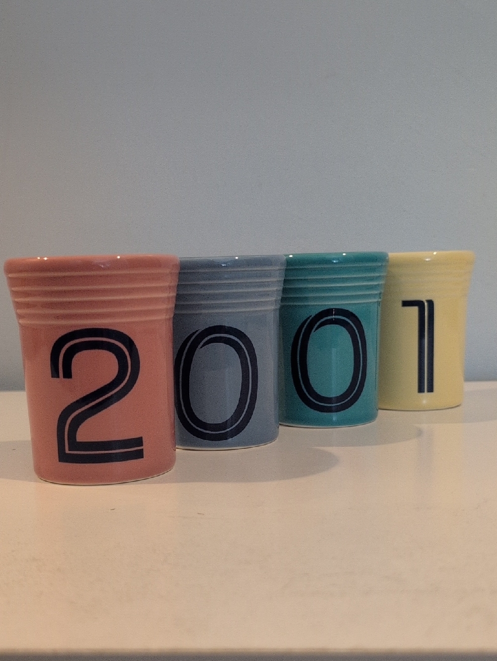 Fiesta 2001 Third Millennium Anniversary Tumblers By Homer Laughlin Set Of 4